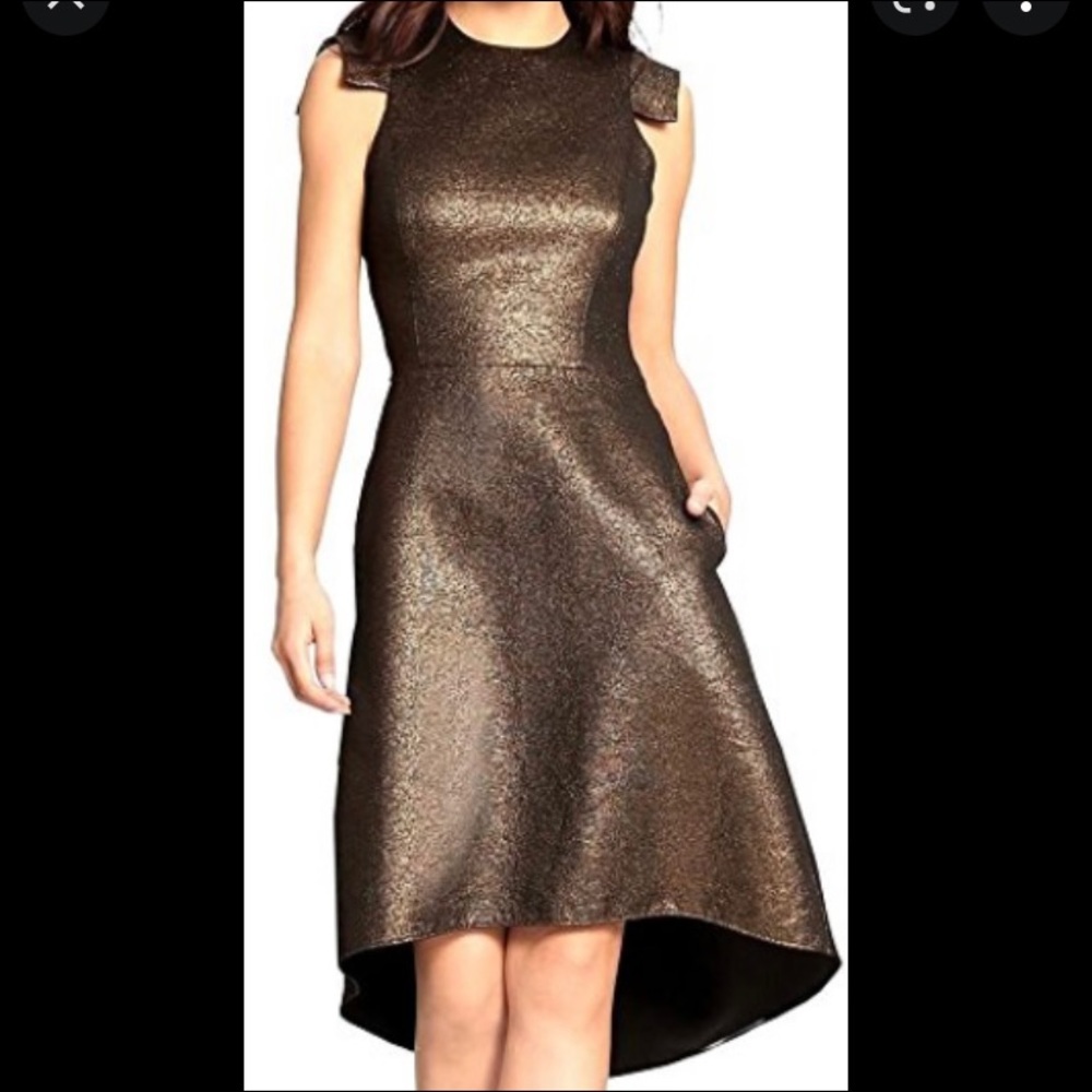 Halston Heritage Sleeveless Metallic Jacquard Dress